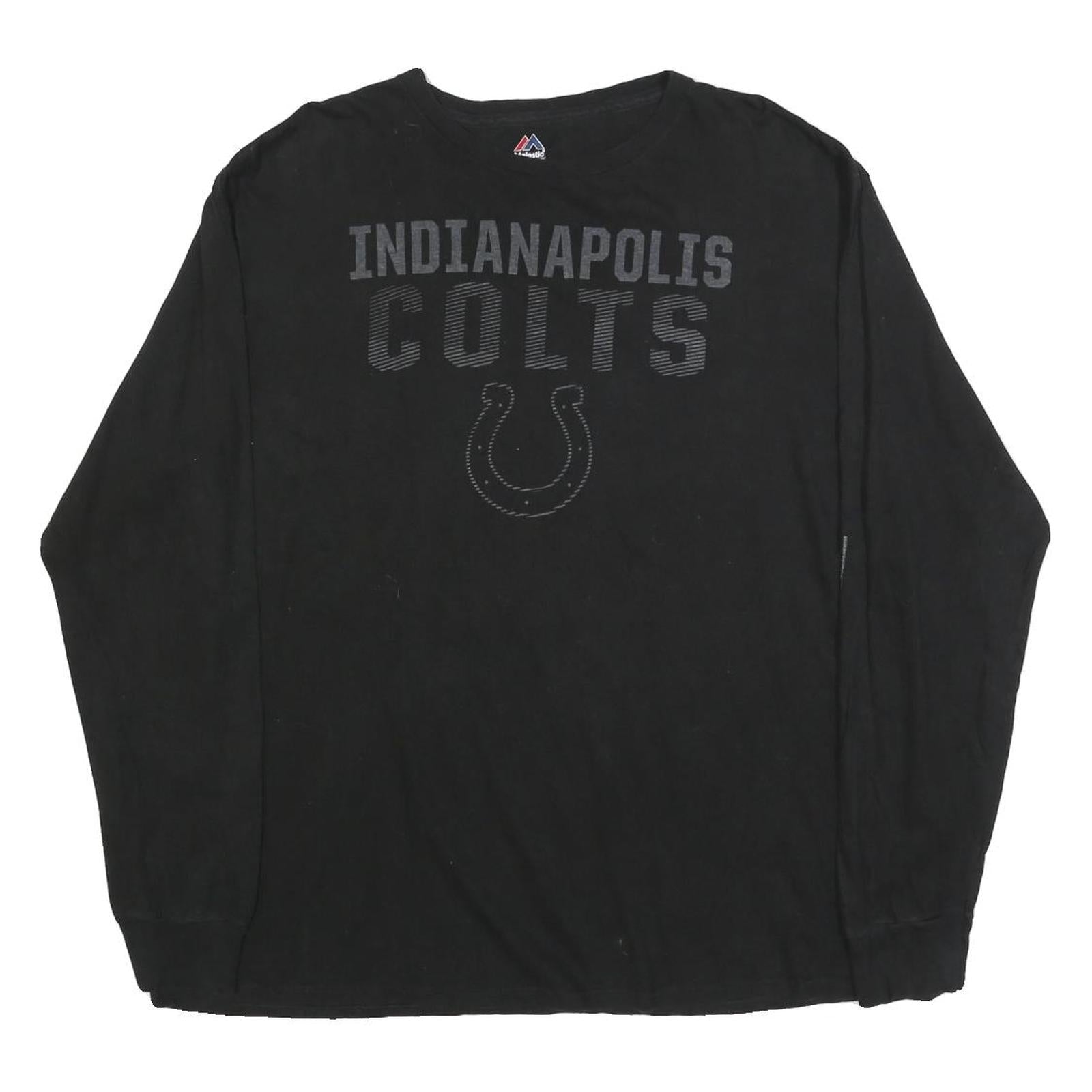 MAJESTIC Mens Black Indianapolis Colts Graphic T-Shirt XL Long Sleeve Crew Neck