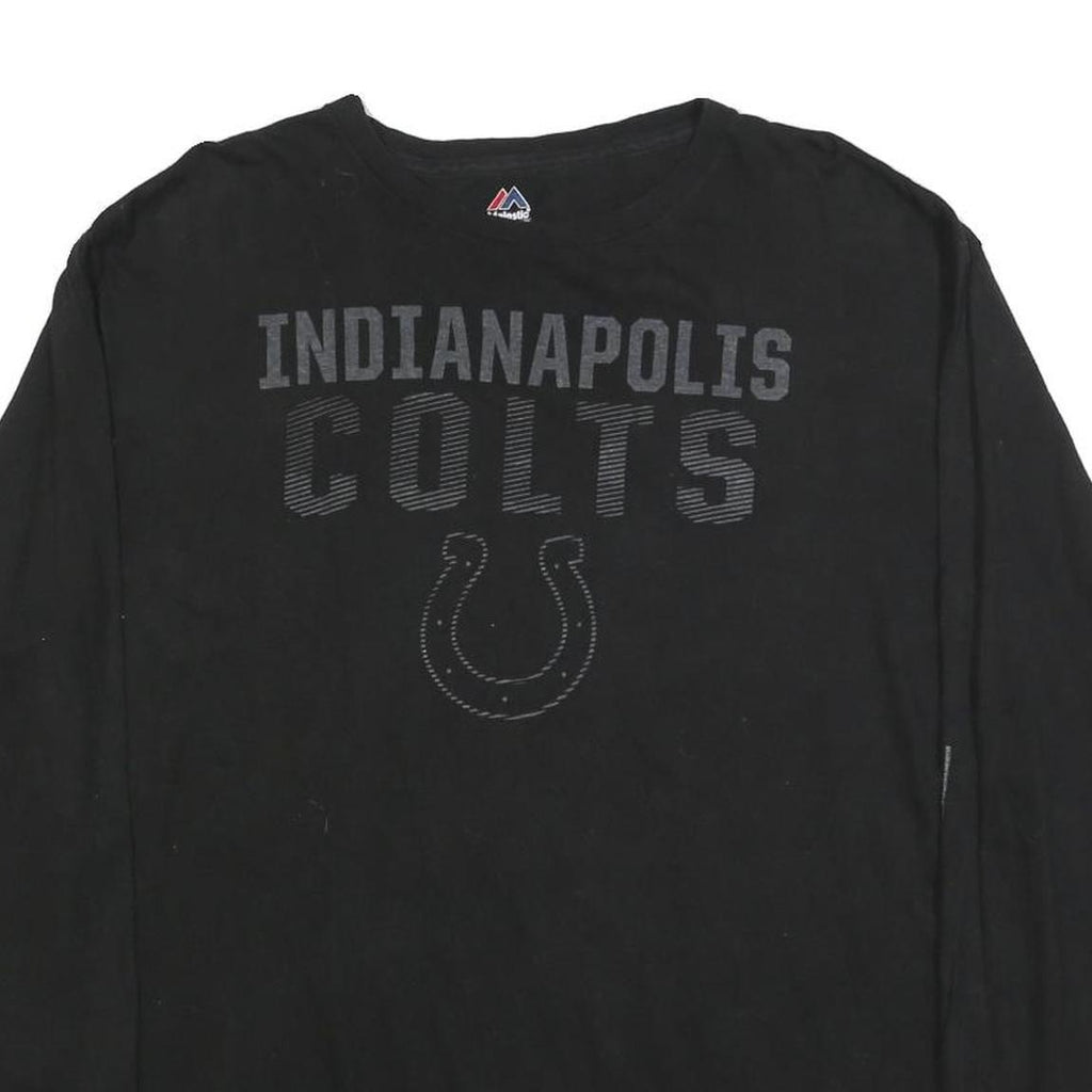MAJESTIC Mens Black Indianapolis Colts Graphic T-Shirt XL Long Sleeve Crew Neck