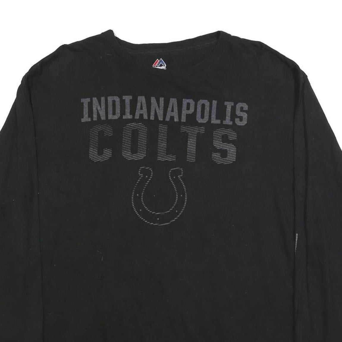 MAJESTIC Mens Black Indianapolis Colts Graphic T-Shirt XL Long Sleeve Crew Neck