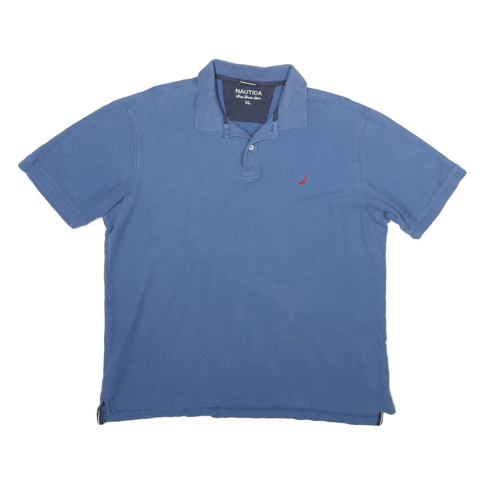 NAUTICA Mens Blue XL Cotton Short Sleeve Plain Polo Shirt Classic Fit