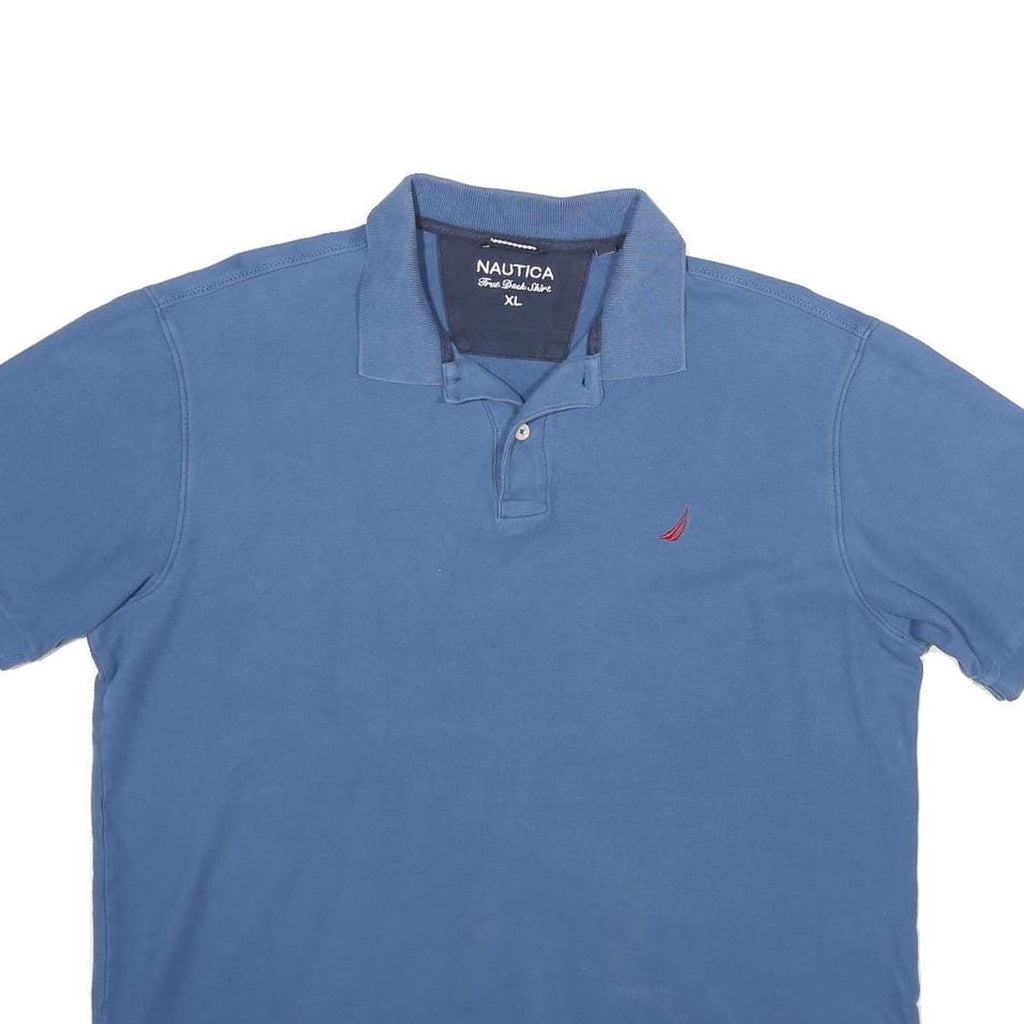 NAUTICA Mens Blue XL Cotton Short Sleeve Plain Polo Shirt Classic Fit