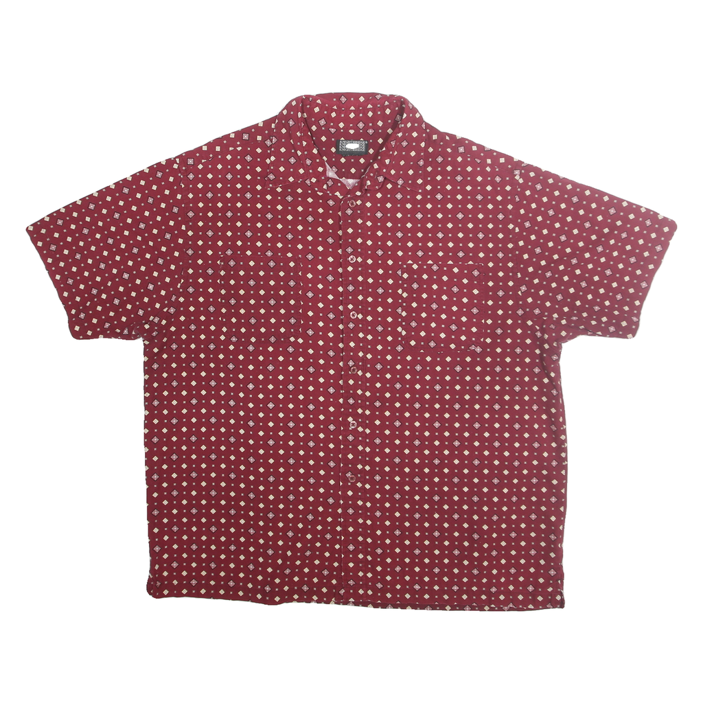 KNIGHTSBRIDGE Mens Red Patterned Cotton Shirt XL Short Sleeve Casual Summer