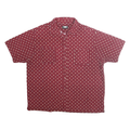 KNIGHTSBRIDGE Mens Red Patterned Cotton Shirt XL Short Sleeve Casual Summer