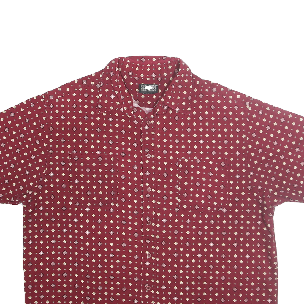KNIGHTSBRIDGE Mens Red Patterned Cotton Shirt XL Short Sleeve Casual Summer