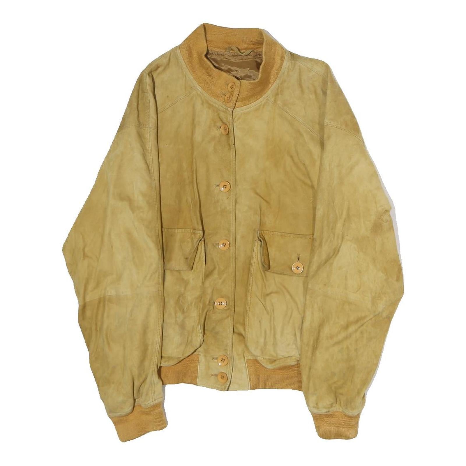 CRISTIANO DI THIENO Womens Beige Leather Button Jacket S Suede Casual Outerwear