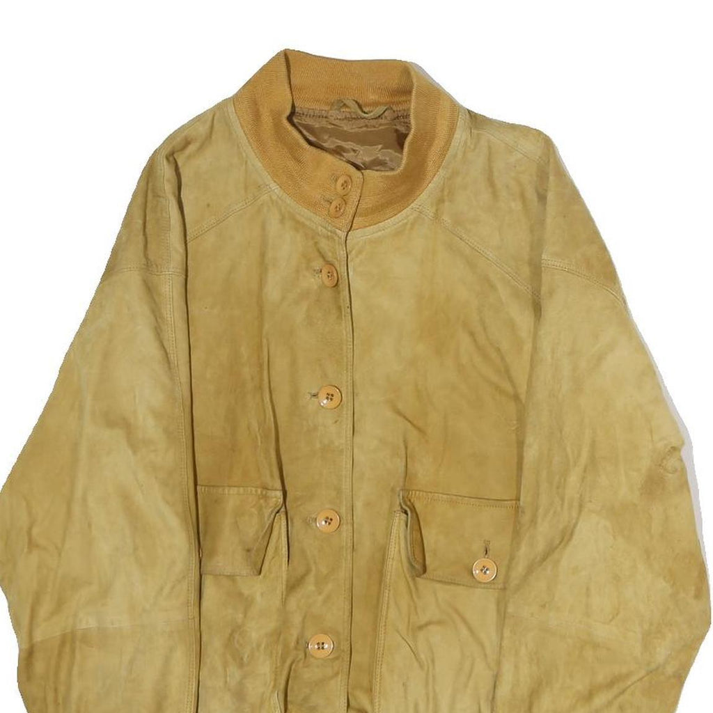 CRISTIANO DI THIENO Womens Beige Leather Button Jacket S Suede Casual Outerwear