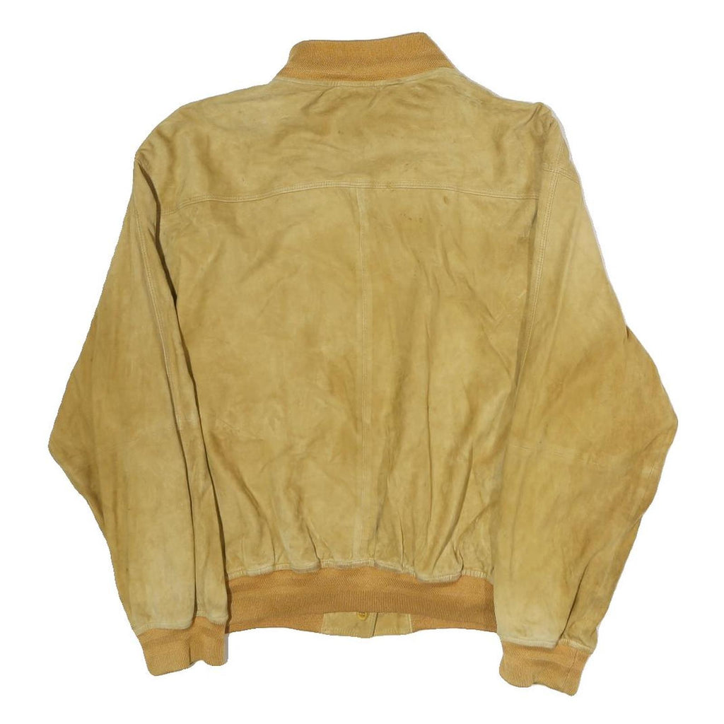 CRISTIANO DI THIENO Womens Beige Leather Button Jacket S Suede Casual Outerwear