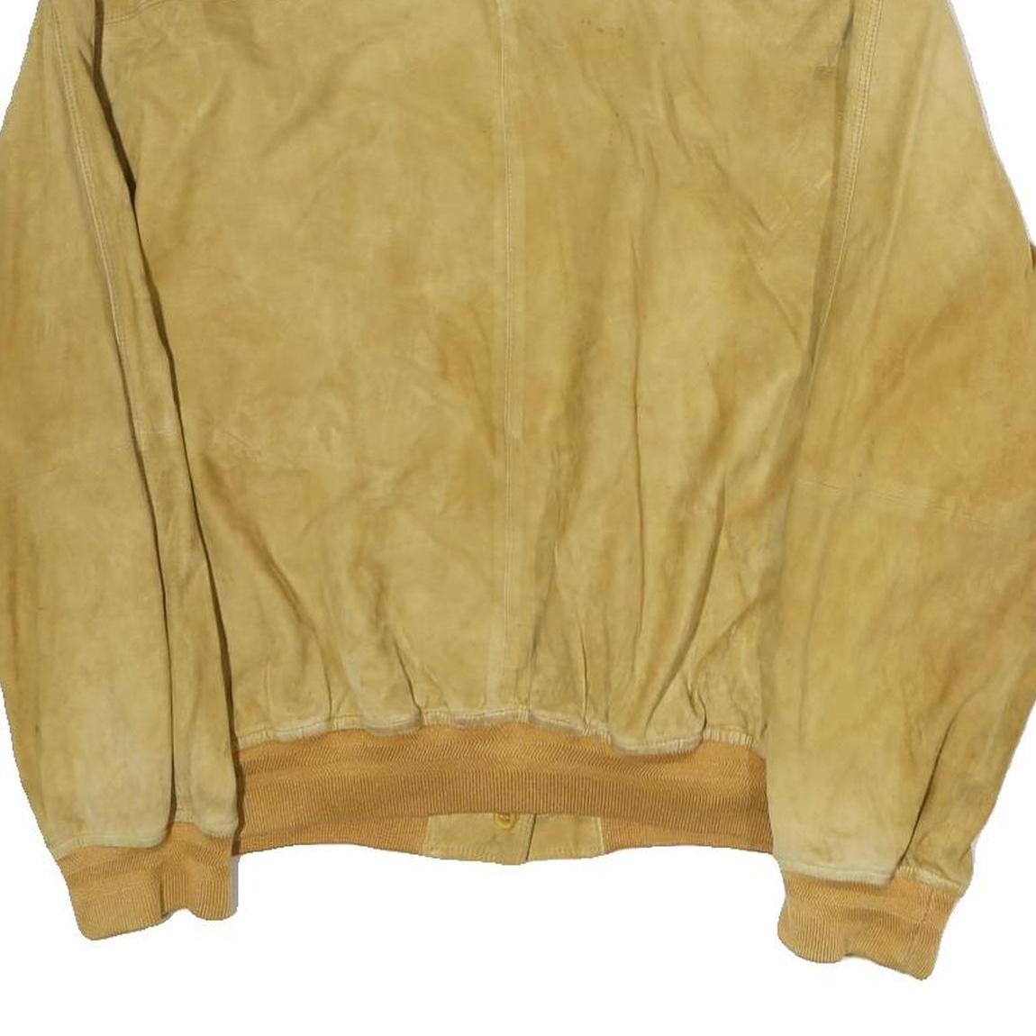 CRISTIANO DI THIENO Womens Beige Leather Button Jacket S Suede Casual Outerwear