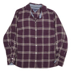 TOMMY HILFIGER Womens Maroon & Cream Check Shirt M Classic Cotton Blend Casual