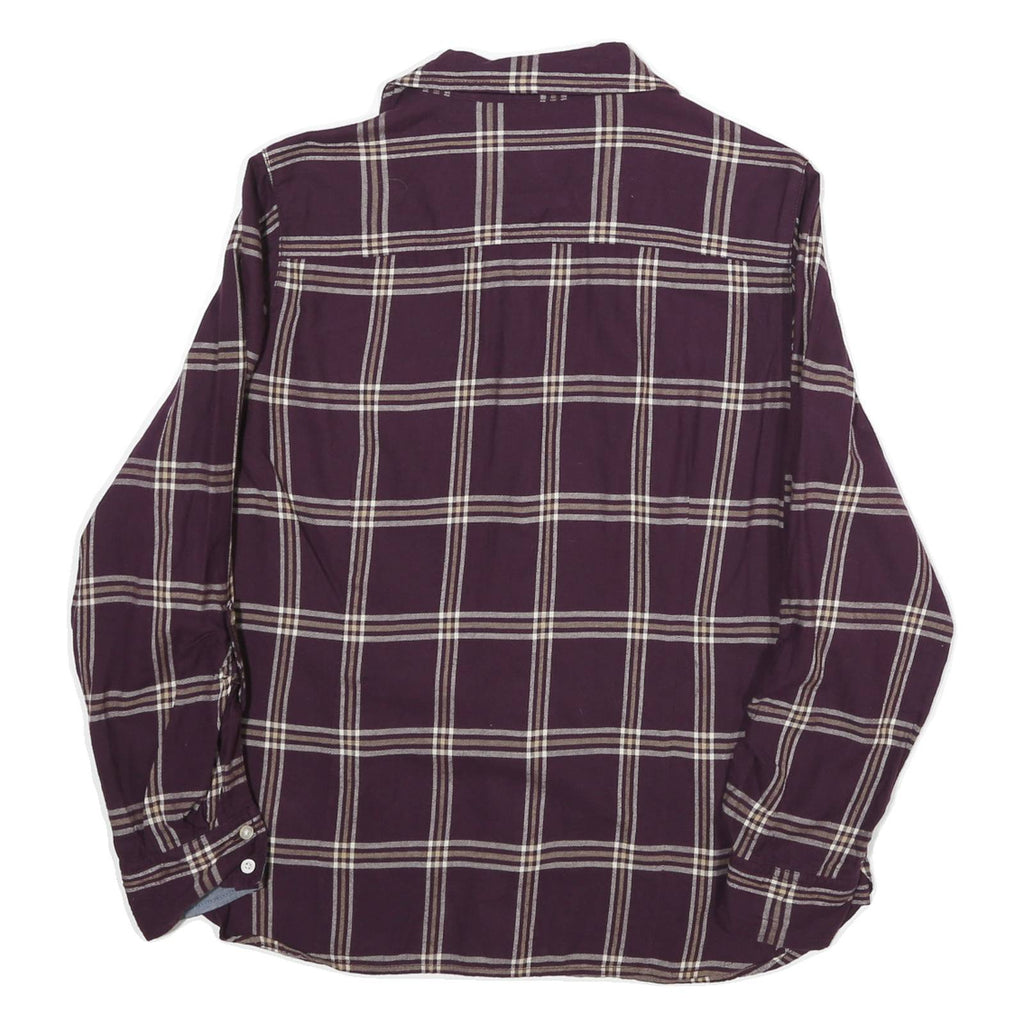 TOMMY HILFIGER Womens Maroon & Cream Check Shirt M Classic Cotton Blend Casual