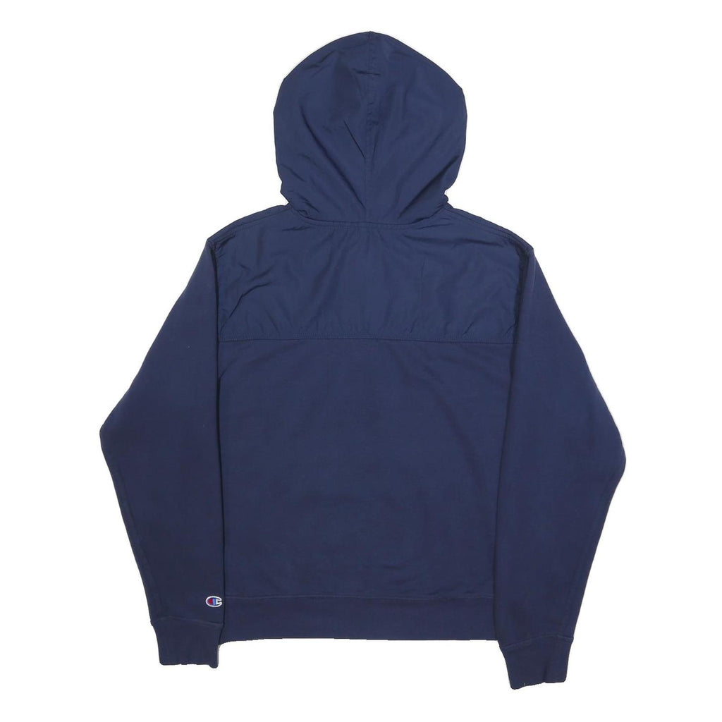 CHAMPION Mens Navy Blue Pullover Hoodie M Cotton Blend Half Zip Hooded