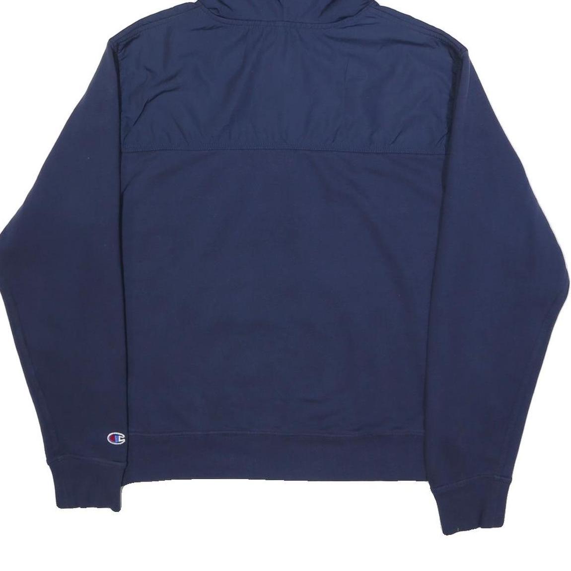 CHAMPION Mens Navy Blue Pullover Hoodie M Cotton Blend Half Zip Hooded