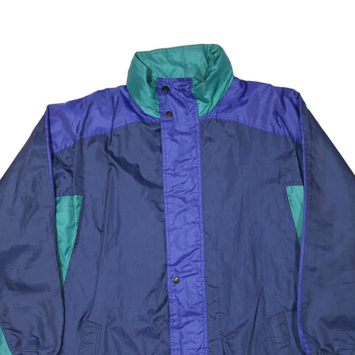 MASTER Mens Blue & Green Nylon Zip Jacket L Casual Lightweight Sports Outerwear