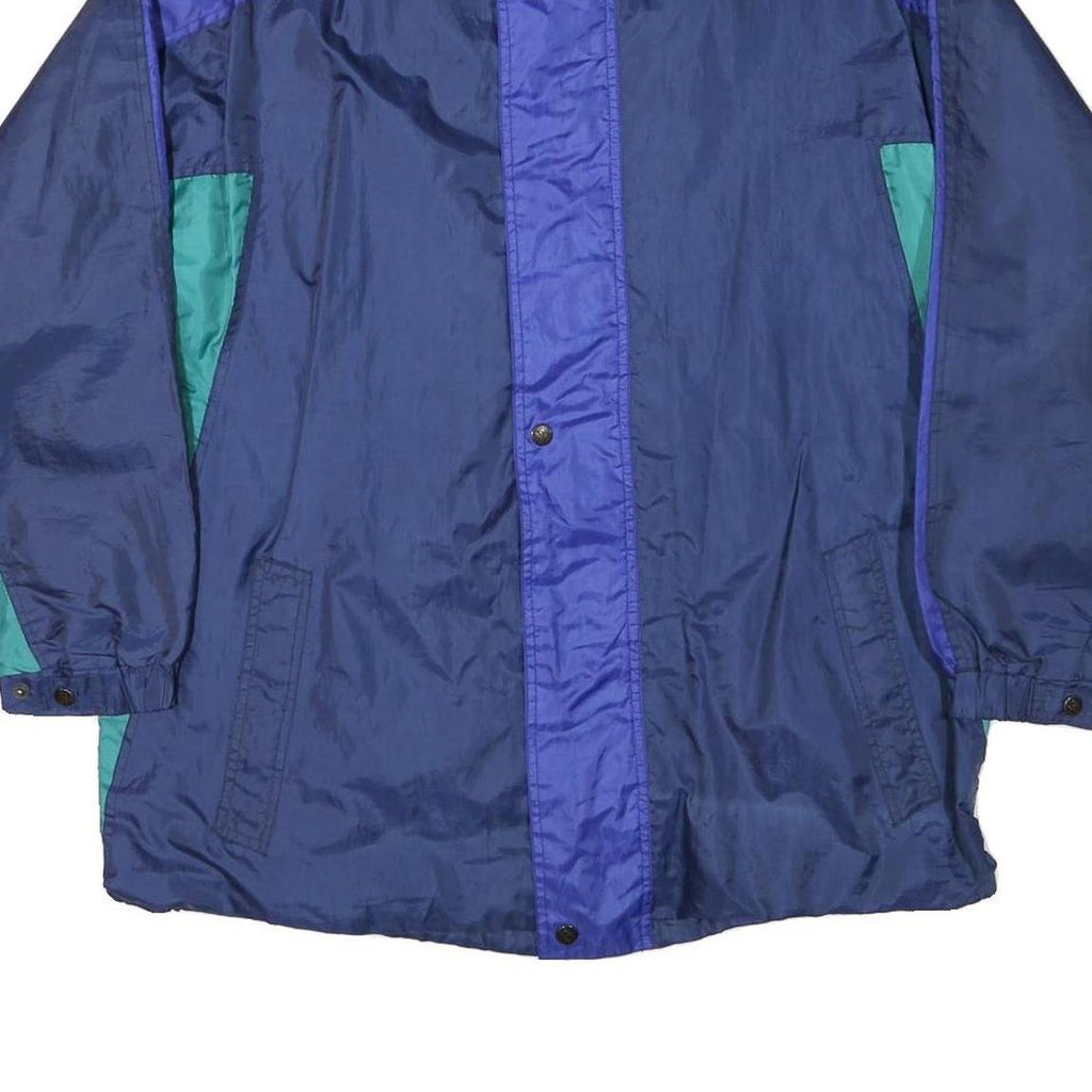 MASTER Mens Blue & Green Nylon Zip Jacket L Casual Lightweight Sports Outerwear