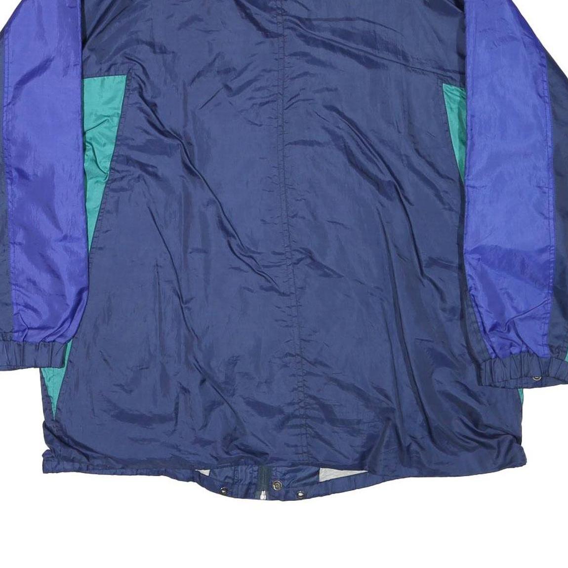 MASTER Mens Blue & Green Nylon Zip Jacket L Casual Lightweight Sports Outerwear