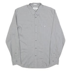 CALVIN KLEIN Mens Grey Shirt L Button Front Cotton Blend Long Sleeve Casual