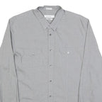 CALVIN KLEIN Mens Grey Shirt L Button Front Cotton Blend Long Sleeve Casual