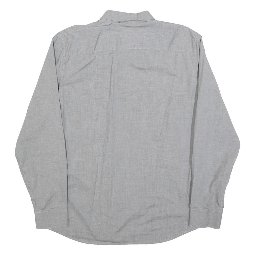 CALVIN KLEIN Mens Grey Shirt L Button Front Cotton Blend Long Sleeve Casual