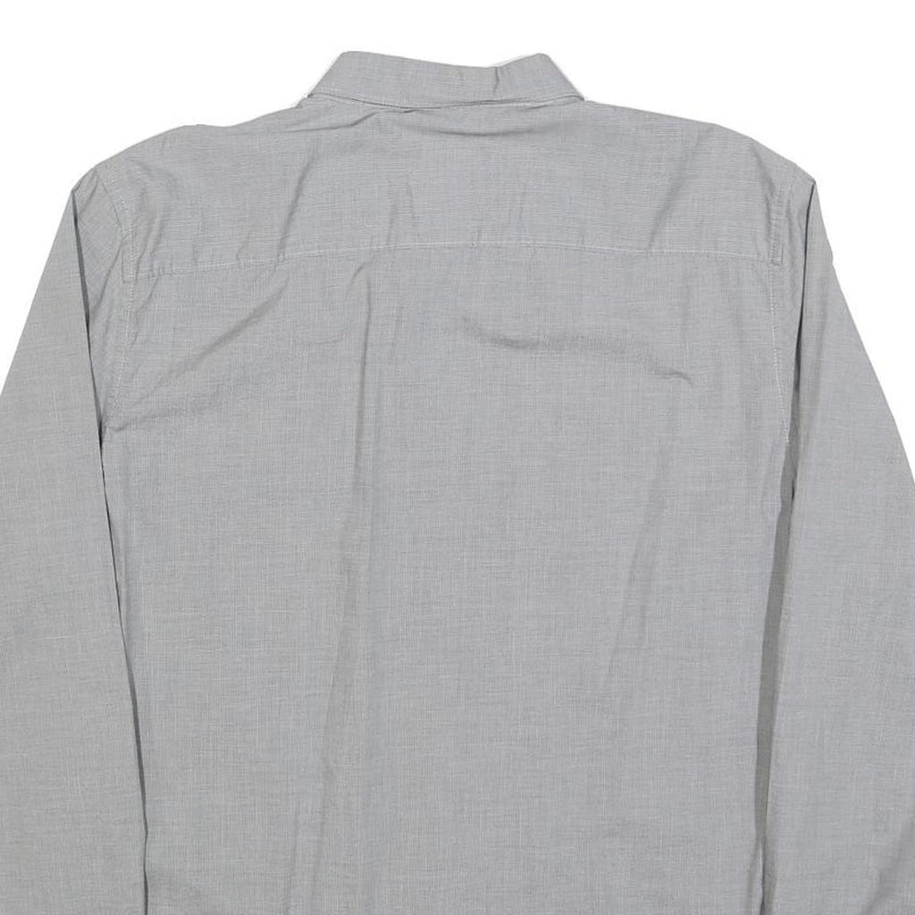 CALVIN KLEIN Mens Grey Shirt L Button Front Cotton Blend Long Sleeve Casual