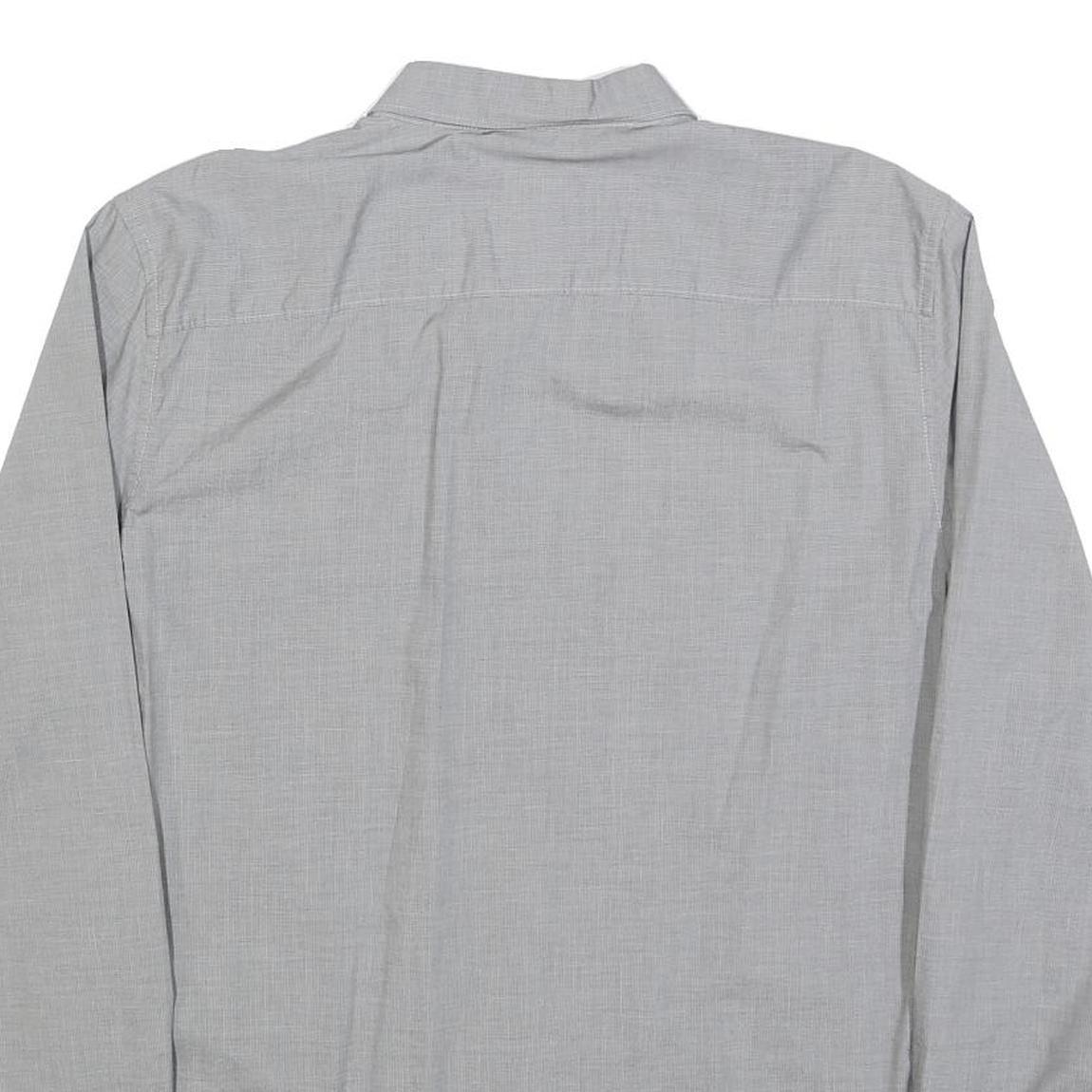 CALVIN KLEIN Mens Grey Shirt L Button Front Cotton Blend Long Sleeve Casual