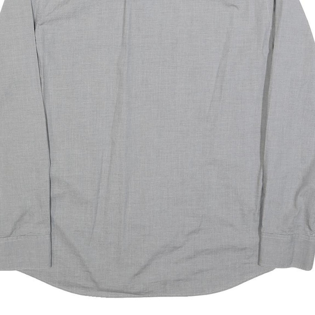 CALVIN KLEIN Mens Grey Shirt L Button Front Cotton Blend Long Sleeve Casual