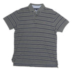 TOMMY HILFIGER Mens Grey Striped Short Sleeve Polo Shirt M Classic Fit Casual