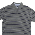 TOMMY HILFIGER Mens Grey Striped Short Sleeve Polo Shirt M Classic Fit Casual