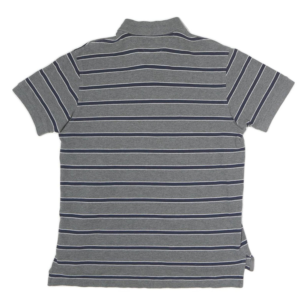 TOMMY HILFIGER Mens Grey Striped Short Sleeve Polo Shirt M Classic Fit Casual