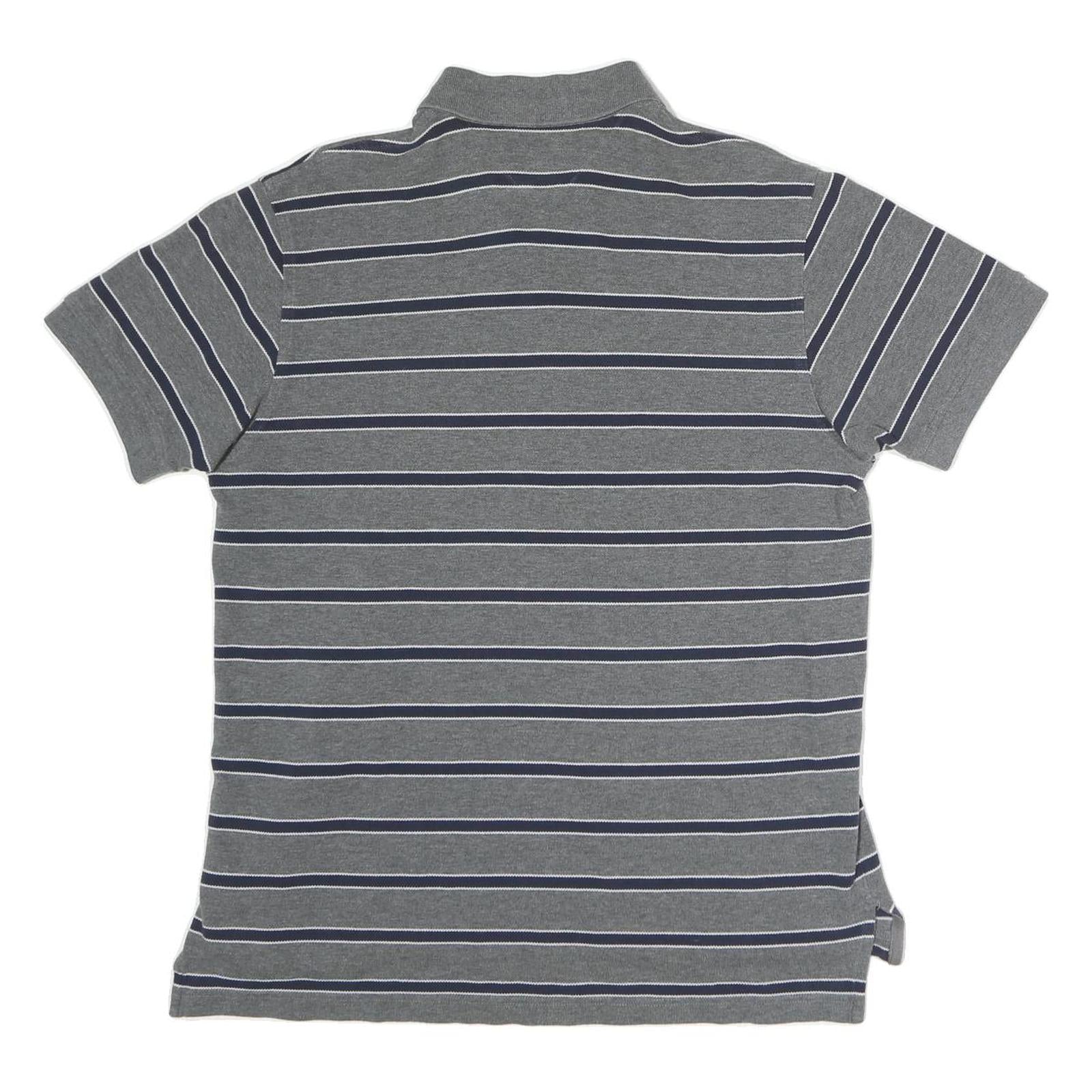 TOMMY HILFIGER Mens Grey Striped Short Sleeve Polo Shirt M Classic Fit Casual
