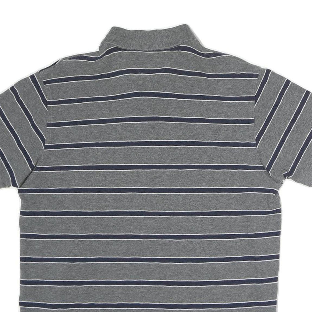TOMMY HILFIGER Mens Grey Striped Short Sleeve Polo Shirt M Classic Fit Casual