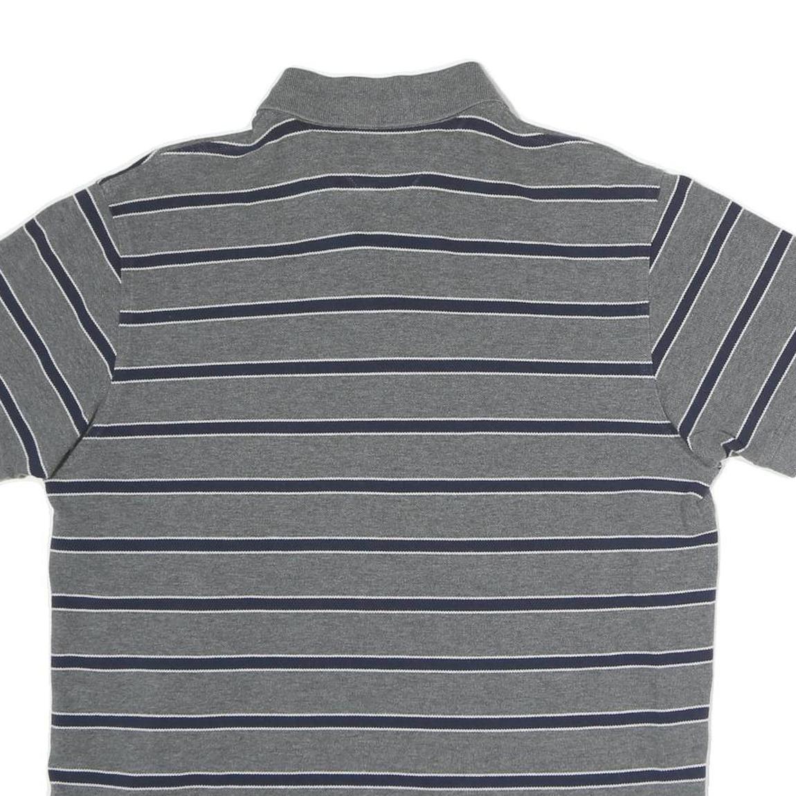 TOMMY HILFIGER Mens Grey Striped Short Sleeve Polo Shirt M Classic Fit Casual