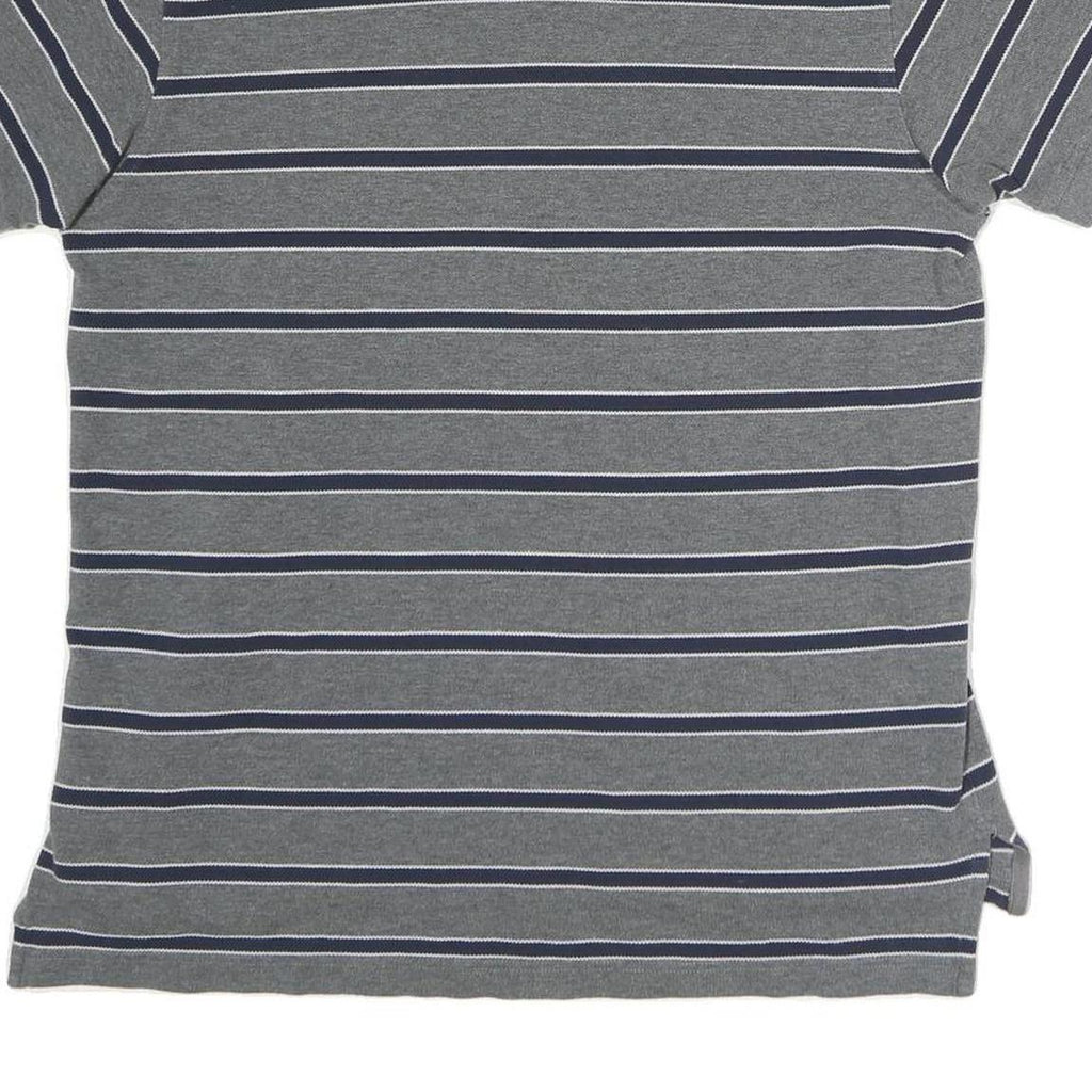 TOMMY HILFIGER Mens Grey Striped Short Sleeve Polo Shirt M Classic Fit Casual