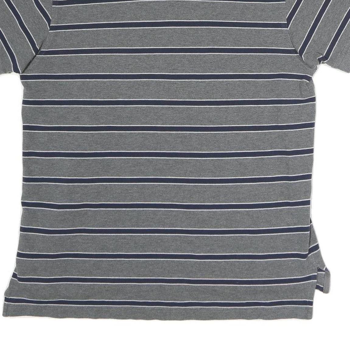 TOMMY HILFIGER Mens Grey Striped Short Sleeve Polo Shirt M Classic Fit Casual
