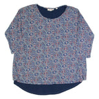 FAT FACE Womens Printed Top Blue 3/4 Sleeve Crazy Pattern UK 12