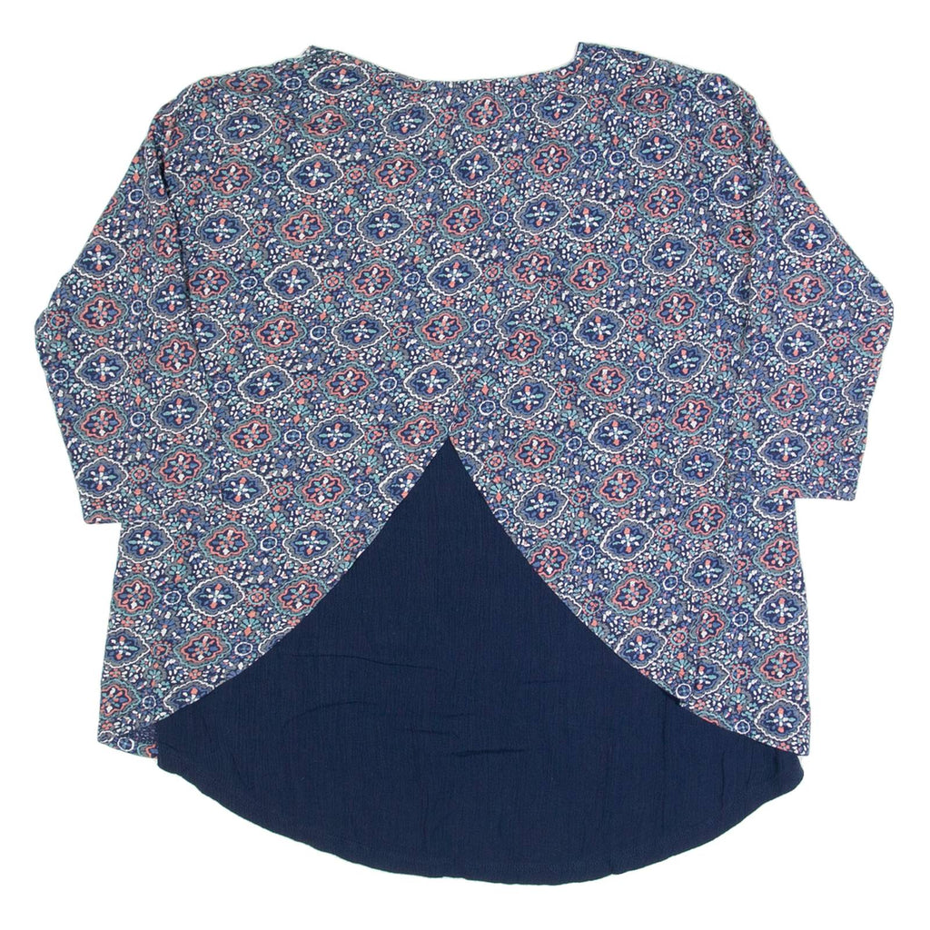 FAT FACE Womens Printed Top Blue 3/4 Sleeve Crazy Pattern UK 12