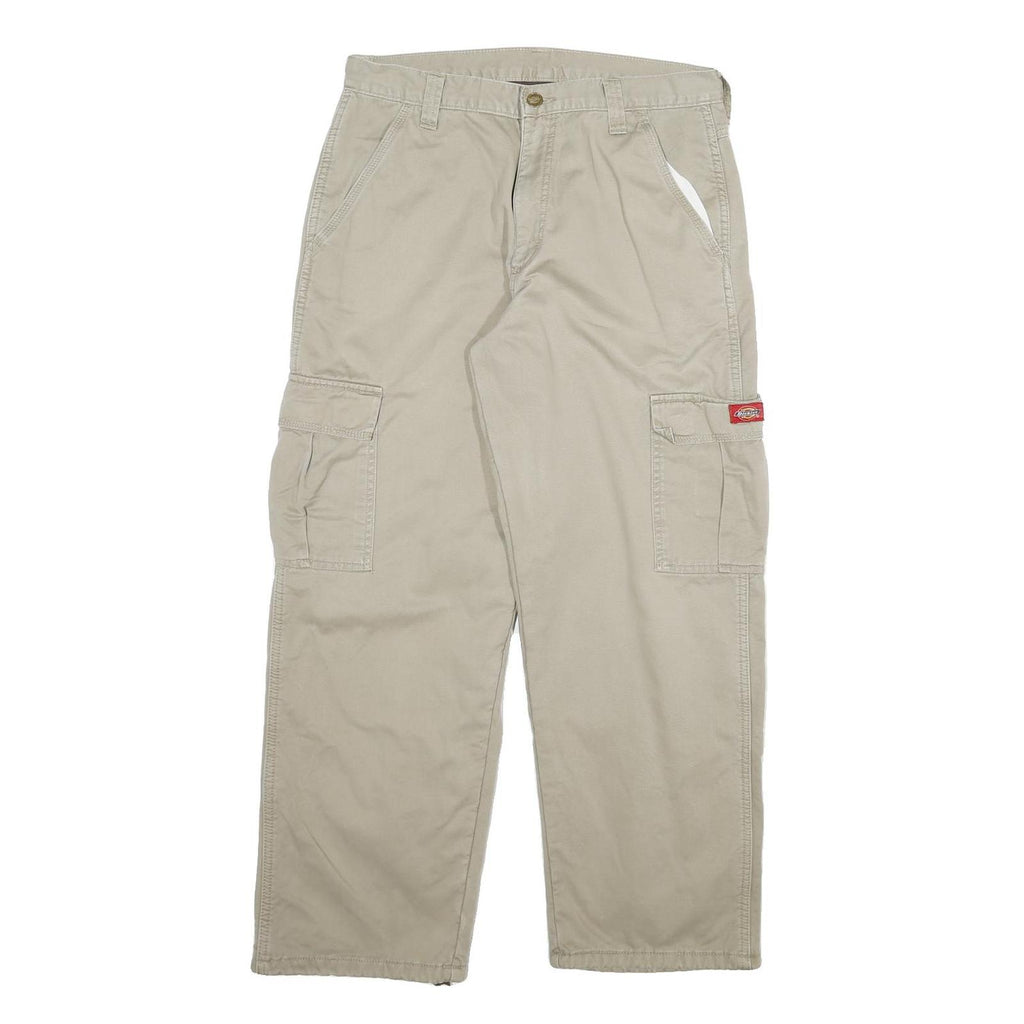 DICKIES Mens Cotton Blend Beige Workwear Regular Fit Cargo Trousers W32 L30