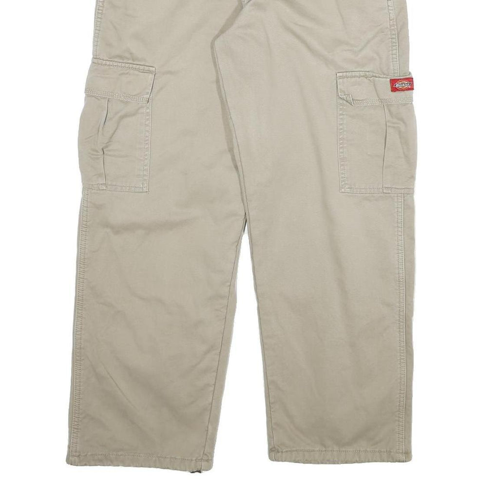 DICKIES Mens Cotton Blend Beige Workwear Regular Fit Cargo Trousers W32 L30