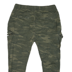 Mens Cotton Blend Green Relaxed Camouflage Drawstring Jogger Trousers W40 L27
