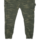 Mens Cotton Blend Green Relaxed Camouflage Drawstring Jogger Trousers W40 L27