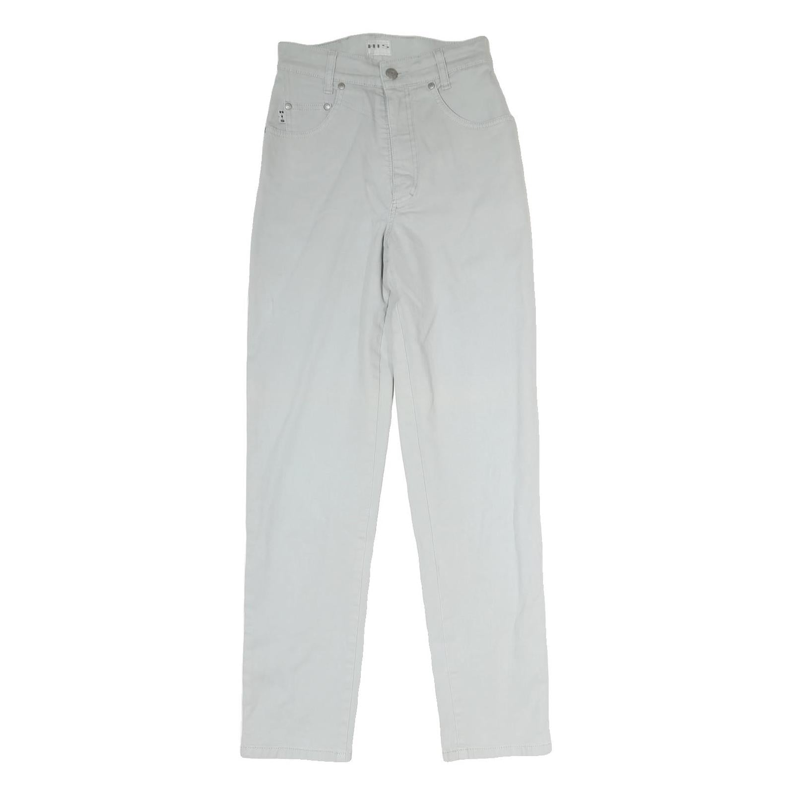 H.I.S Mens Slim Jeans White Cotton Blend Zip W25 L29 Casual Classic Fit