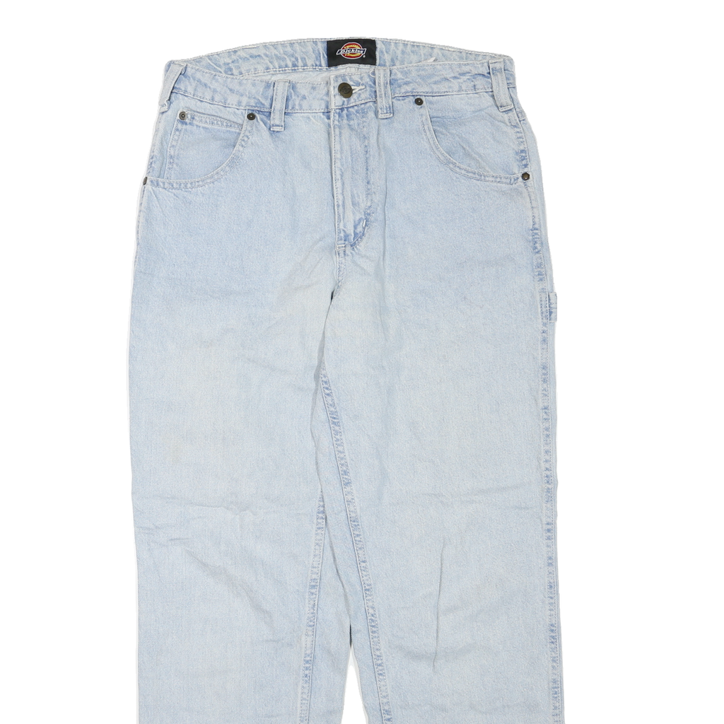 DICKIES Womens Regular Light Blue Denim Jeans W32 L30 Workwear Cotton Blend Zip