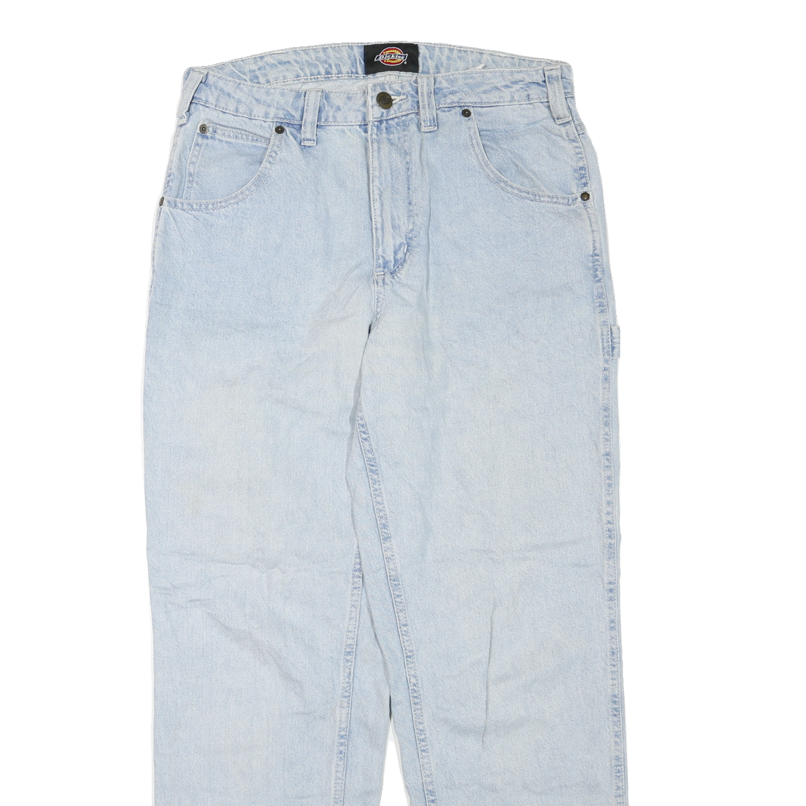 DICKIES Womens Regular Light Blue Denim Jeans W32 L30 Workwear Cotton Blend Zip