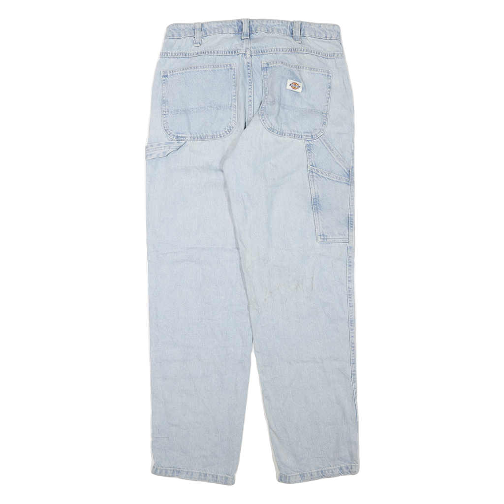 DICKIES Womens Regular Light Blue Denim Jeans W32 L30 Workwear Cotton Blend Zip