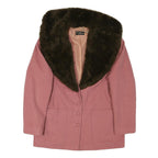 LANA CACHEMIRE Womens Pink Wool Blend Jacket M Button Plain Elegant Warm