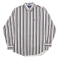 BUGLE BOY Mens White & Navy Blue Striped Button Down Cotton Shirt M Casual