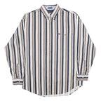 BUGLE BOY Mens White & Navy Blue Striped Button Down Cotton Shirt M Casual