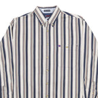 BUGLE BOY Mens White & Navy Blue Striped Button Down Cotton Shirt M Casual