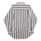 BUGLE BOY Mens White & Navy Blue Striped Button Down Cotton Shirt M Casual