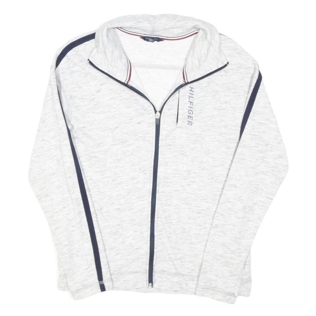 TOMMY HILFIGER Womens White & Navy Zip Jacket S Cotton Blend Plain Sporting