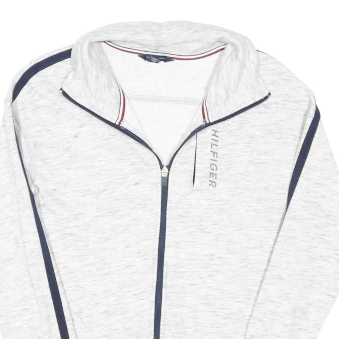 TOMMY HILFIGER Womens White & Navy Zip Jacket S Cotton Blend Plain Sporting